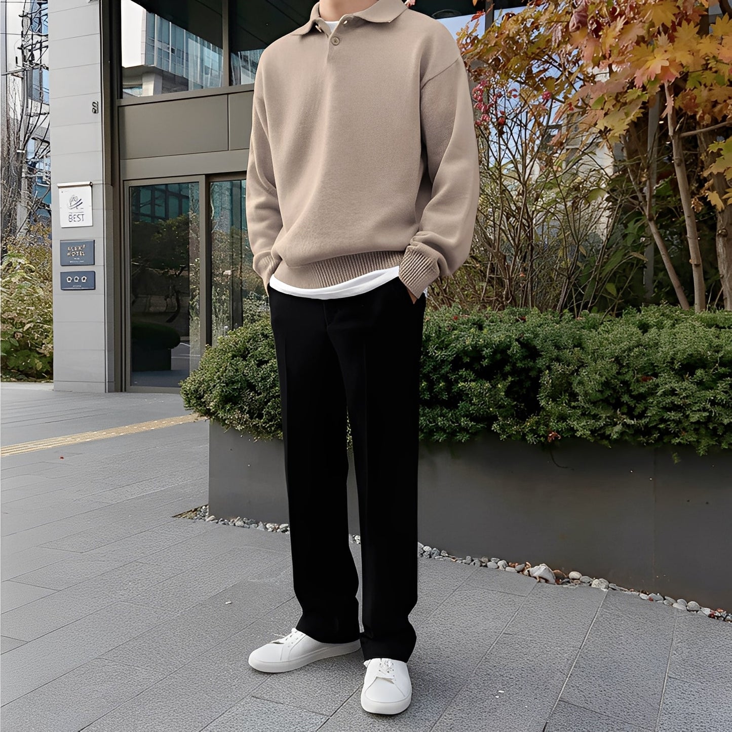 Bernard - tricou polo cu mâneci lungi pentru bărbați