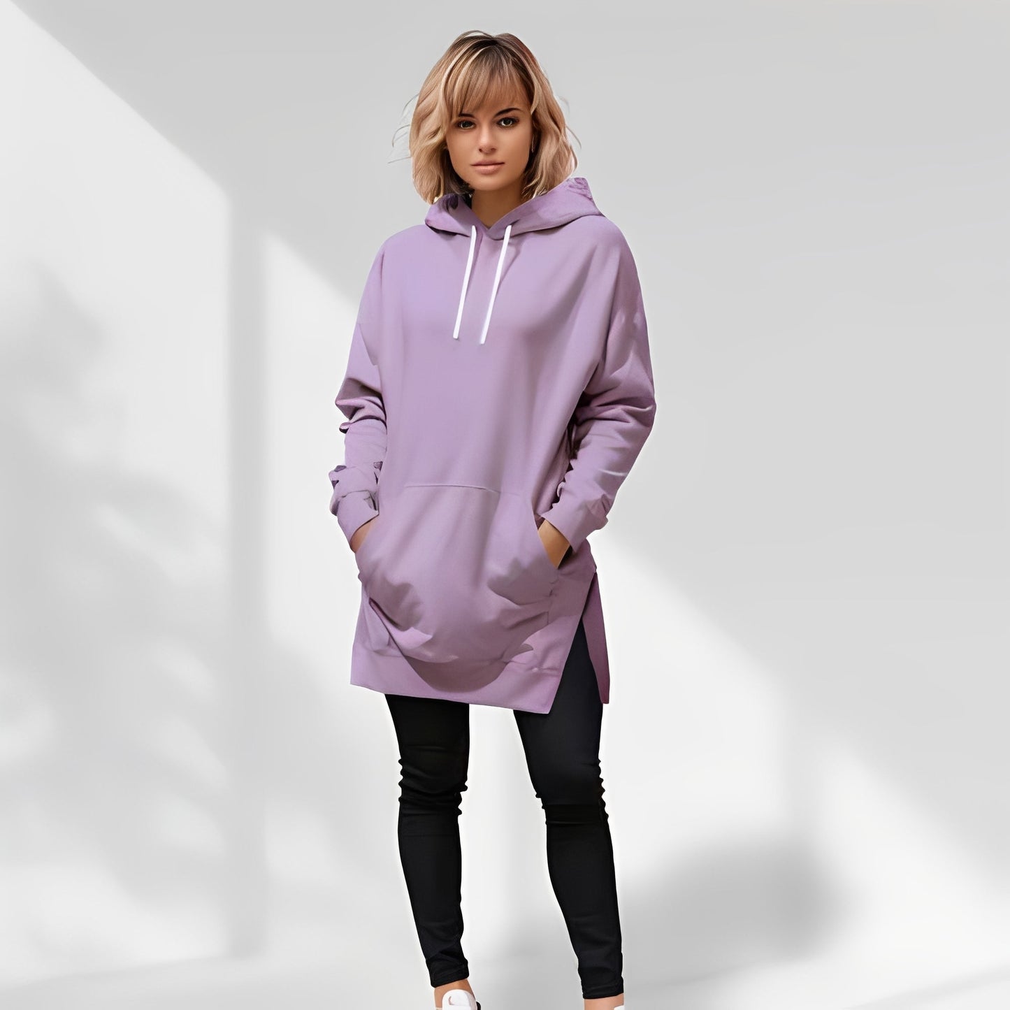 Amarante - Jachetă oversize cu glugă pentru femei