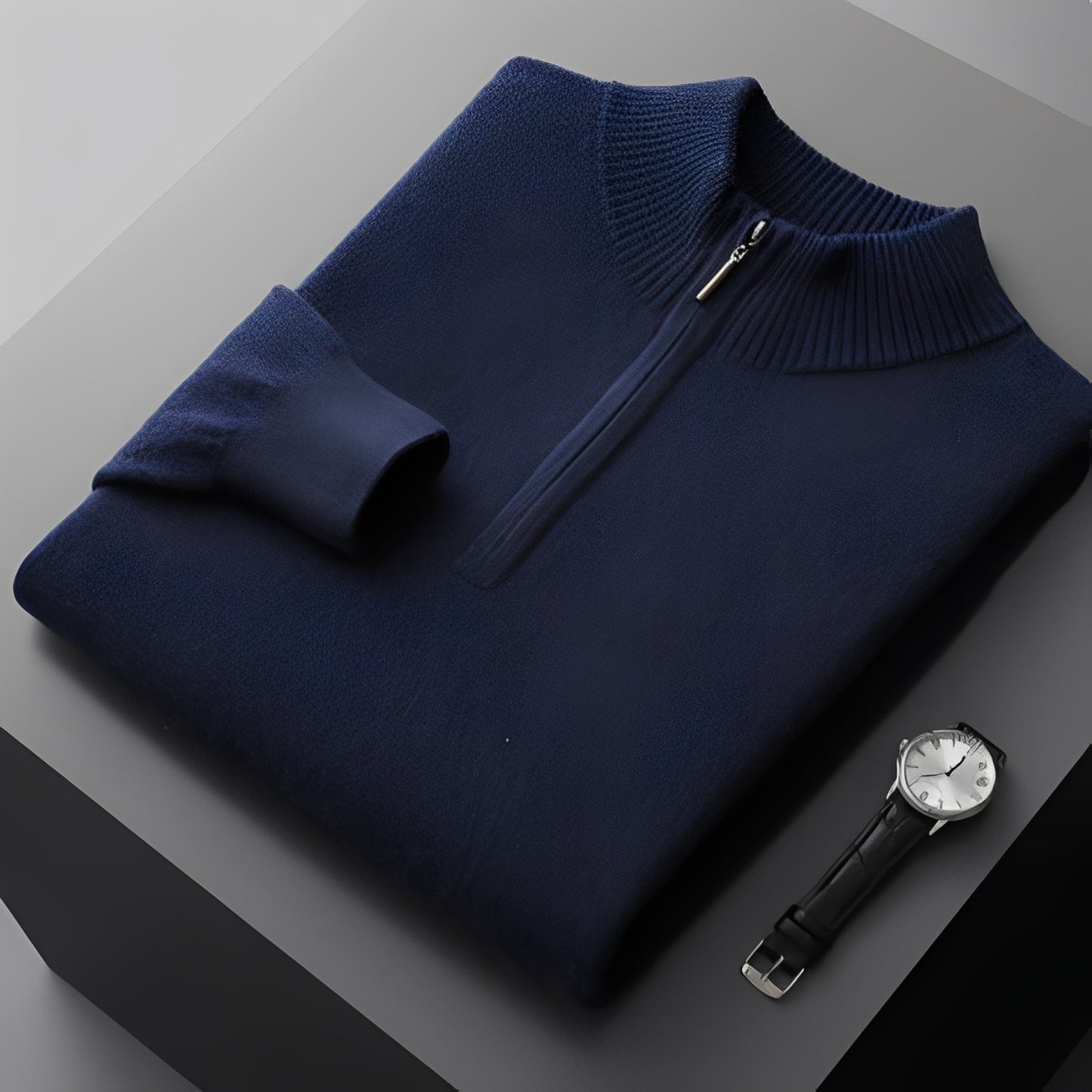 Weldon - Pulover bărbați din tricot cu fermoar pe jumătate