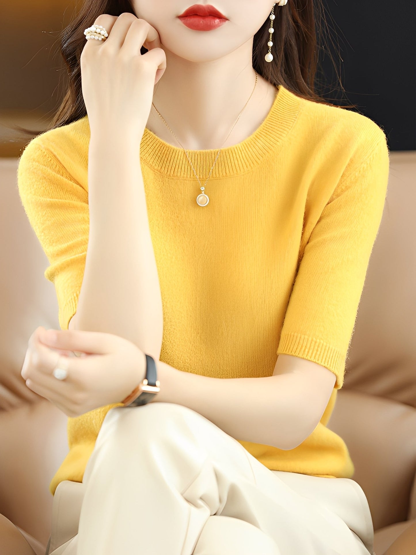 Blandine - Pulover cu mâneci scurte pentru femei