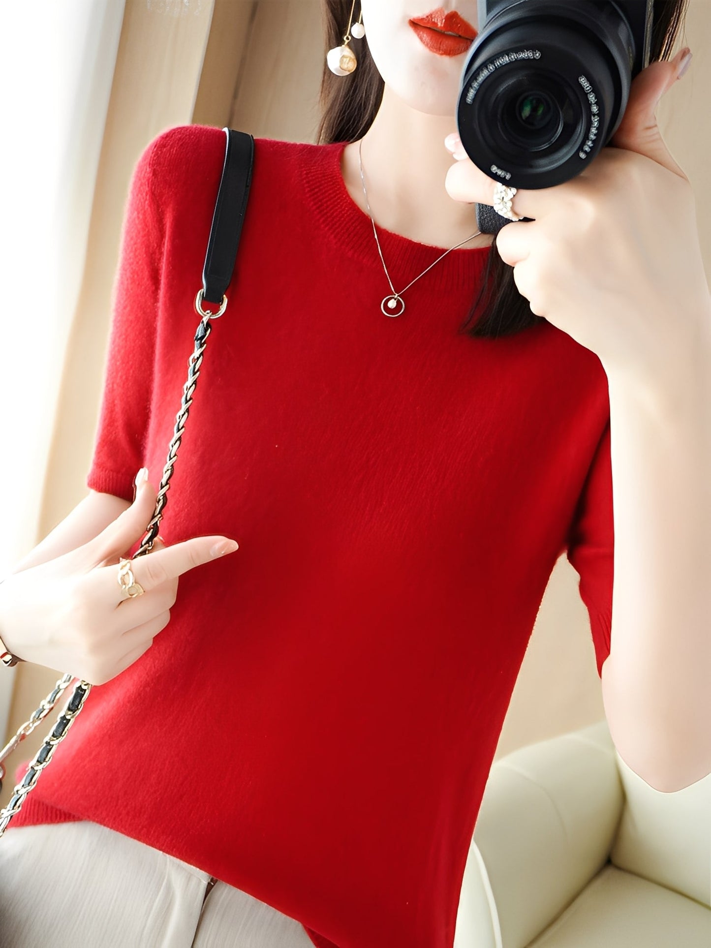 Blandine - Pulover cu mâneci scurte pentru femei