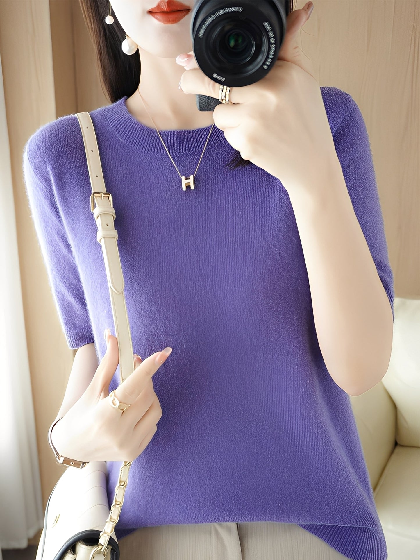 Blandine - Pulover cu mâneci scurte pentru femei