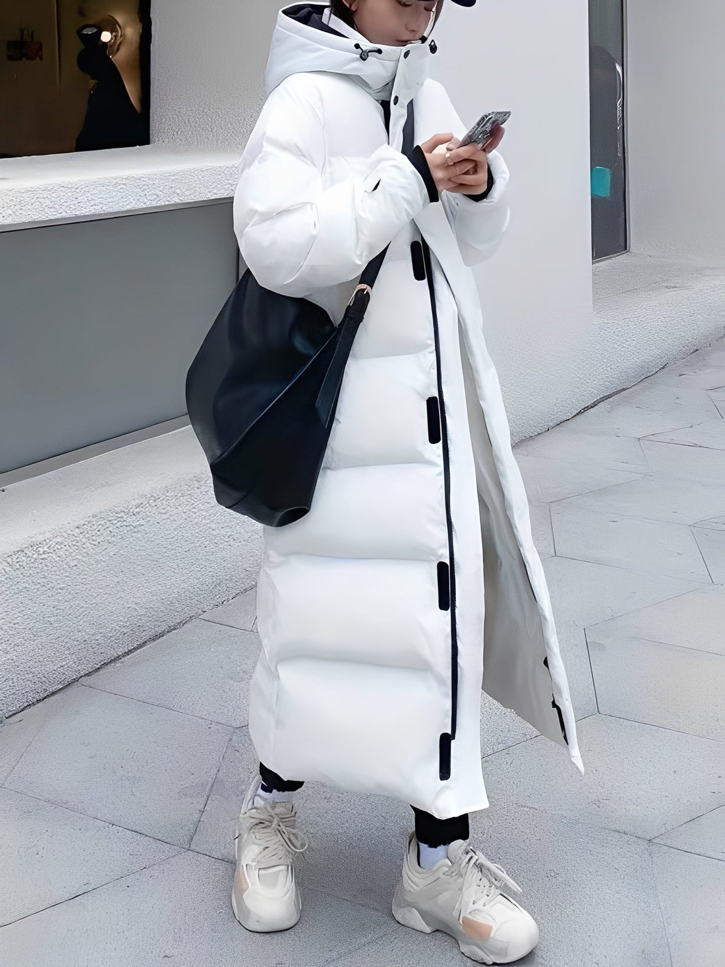 Hazel - Palton lung modern cu glugă pentru femei