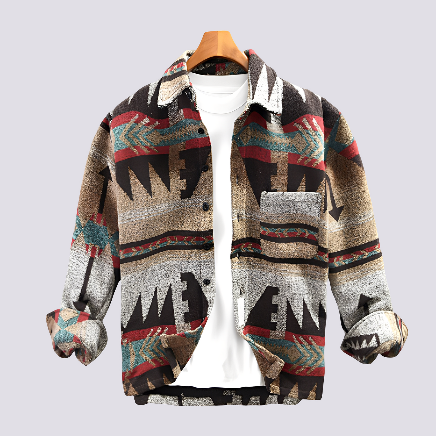 Gerrard - Jachetă Cămașă Vintage cu Imprimeu pentru Bărbați