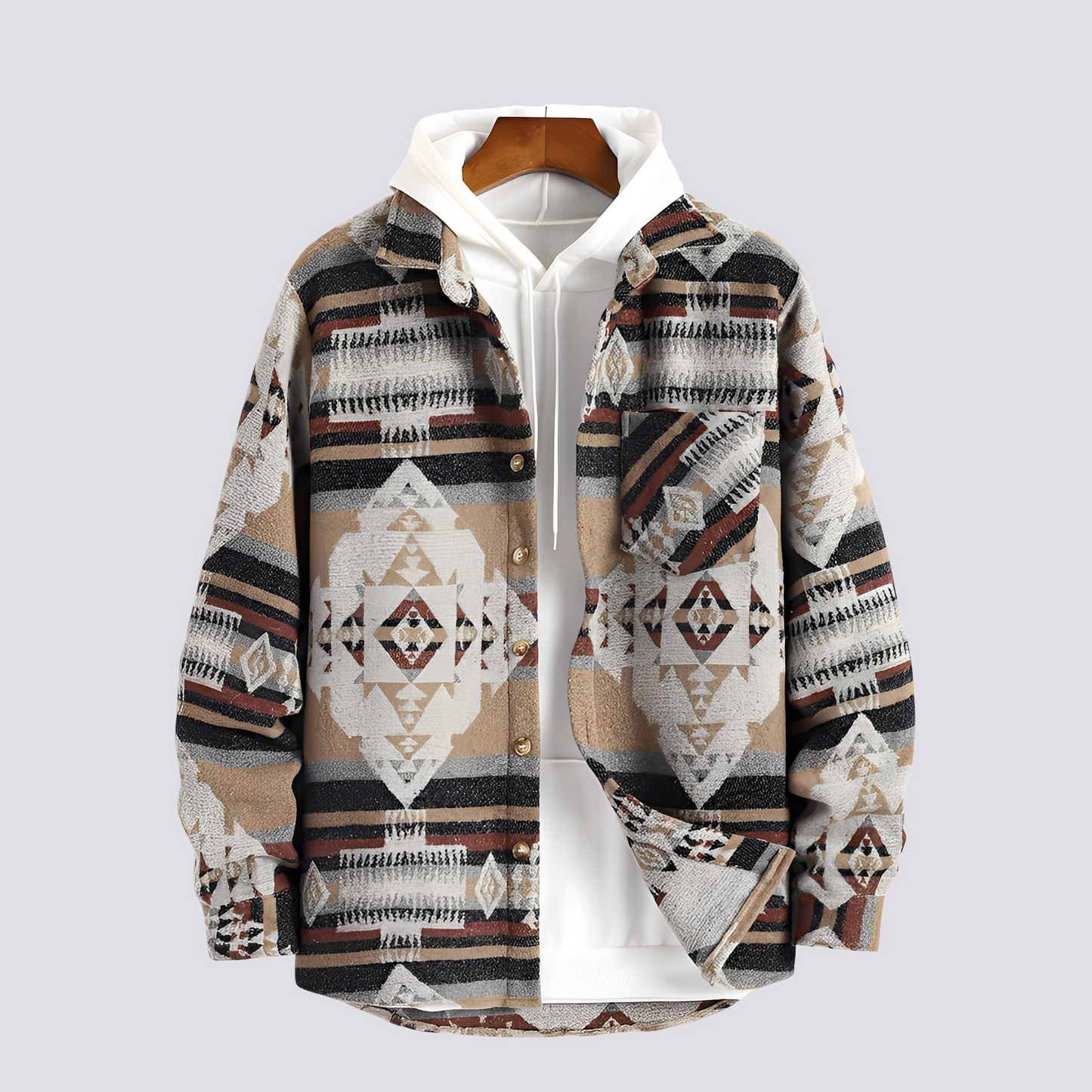 Gerrard - Jachetă Cămașă Vintage cu Imprimeu pentru Bărbați