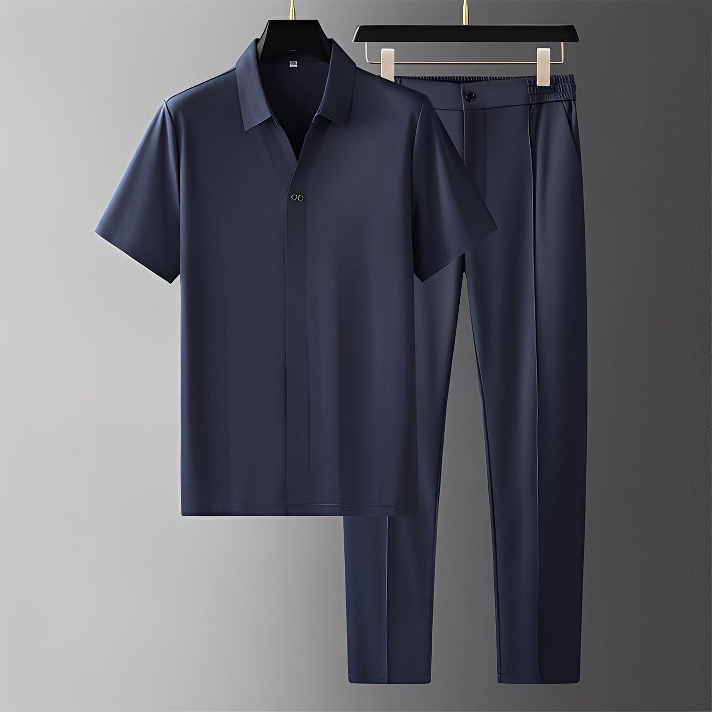 Alexander - Polo scurt și pantaloni eleganți pentru bărbați Set