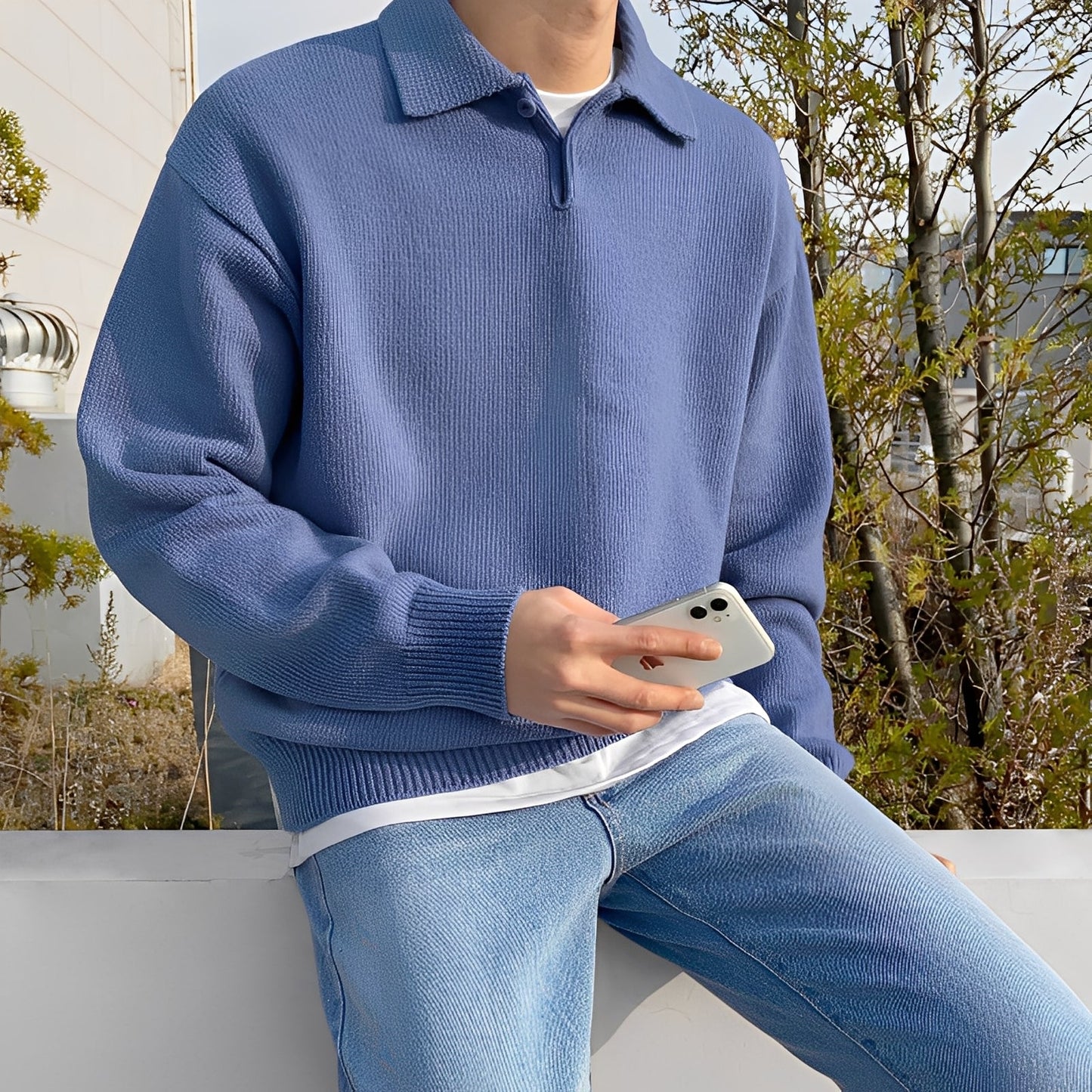 Bernard - tricou polo cu mâneci lungi pentru bărbați