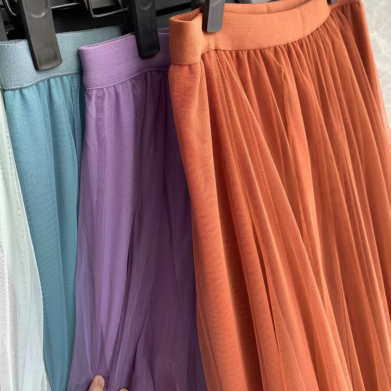 Maleah – Fustă midi pliată din material de plasă