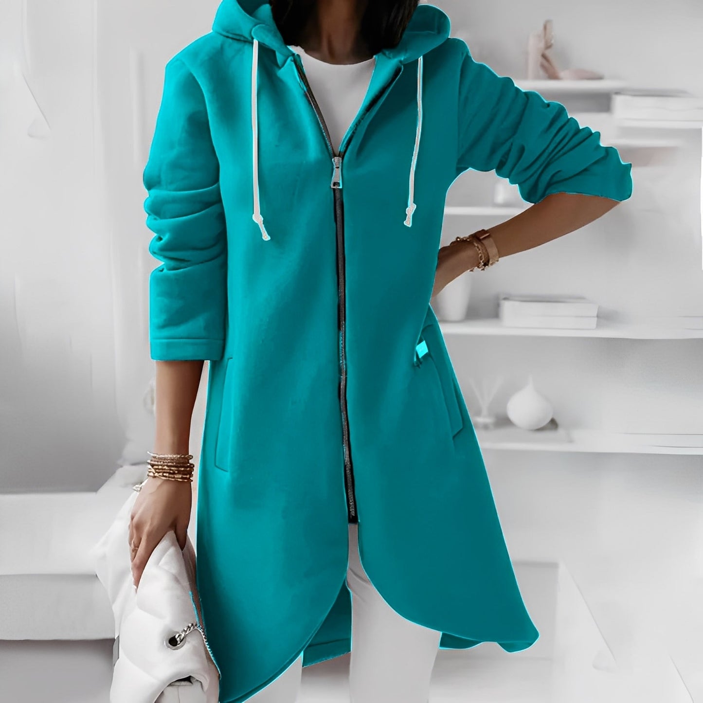 Josepha - Palton lung și confortabil cu glugă pentru femei