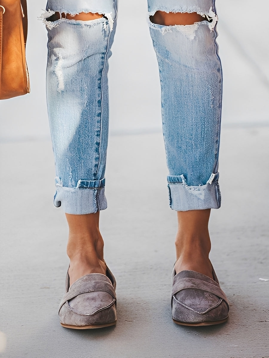 Christal - Stilizat spitze Wildleder-Slipper pentru dame