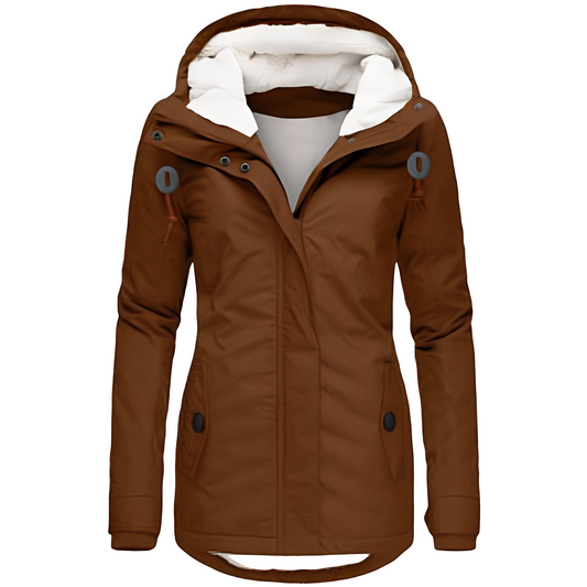 Valary - Jachetă de catifea rezistentă la apă cu glugă pentru femei