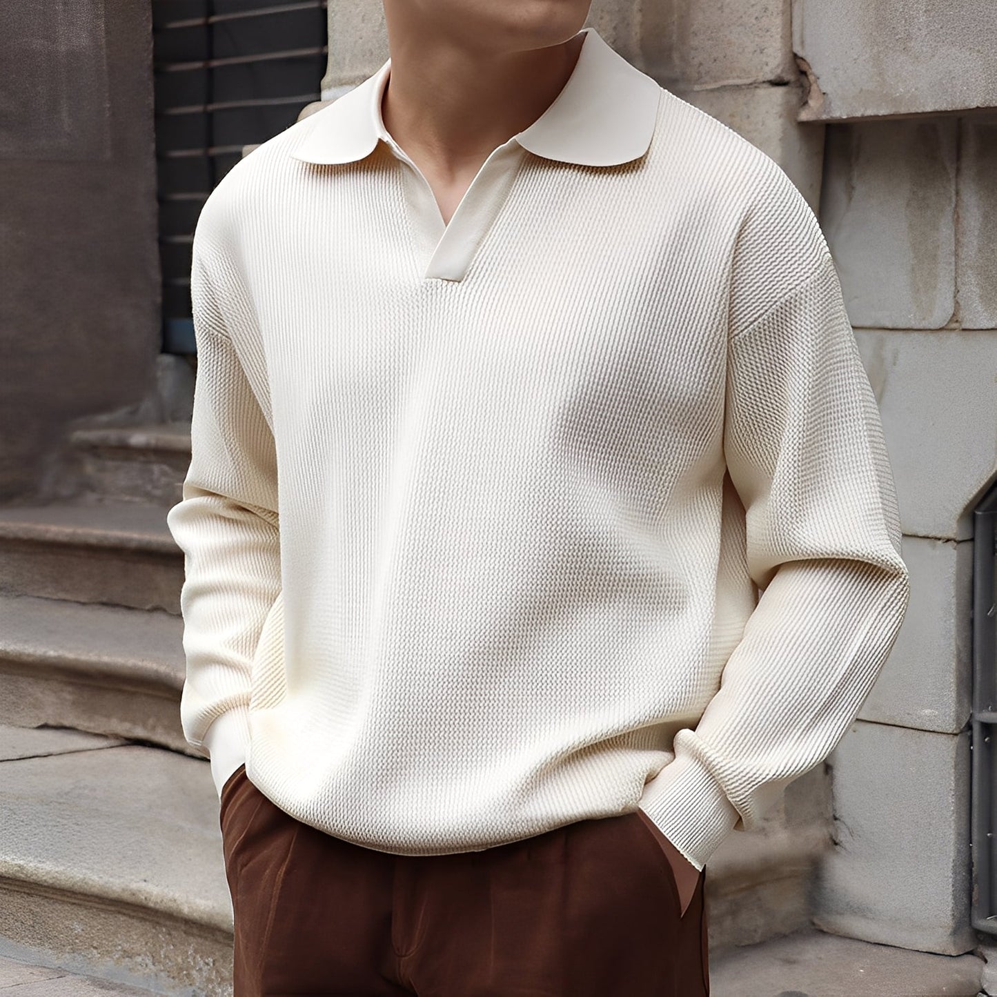 Ronald - Polo clasic cu mâneci lungi pentru bărbați