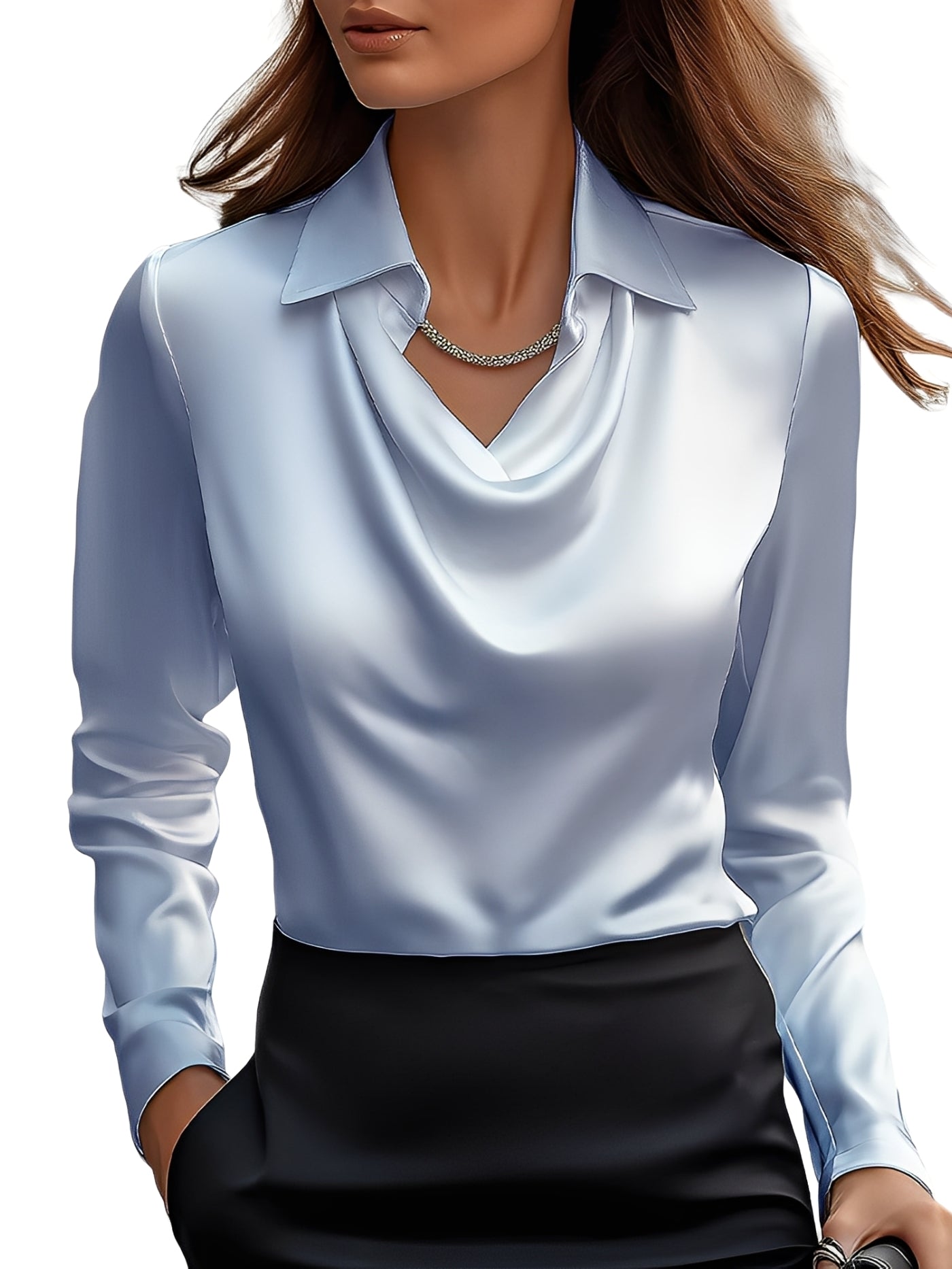 Dionne - Eleganta bluză din satin pentru femei cu mânecă lungă
