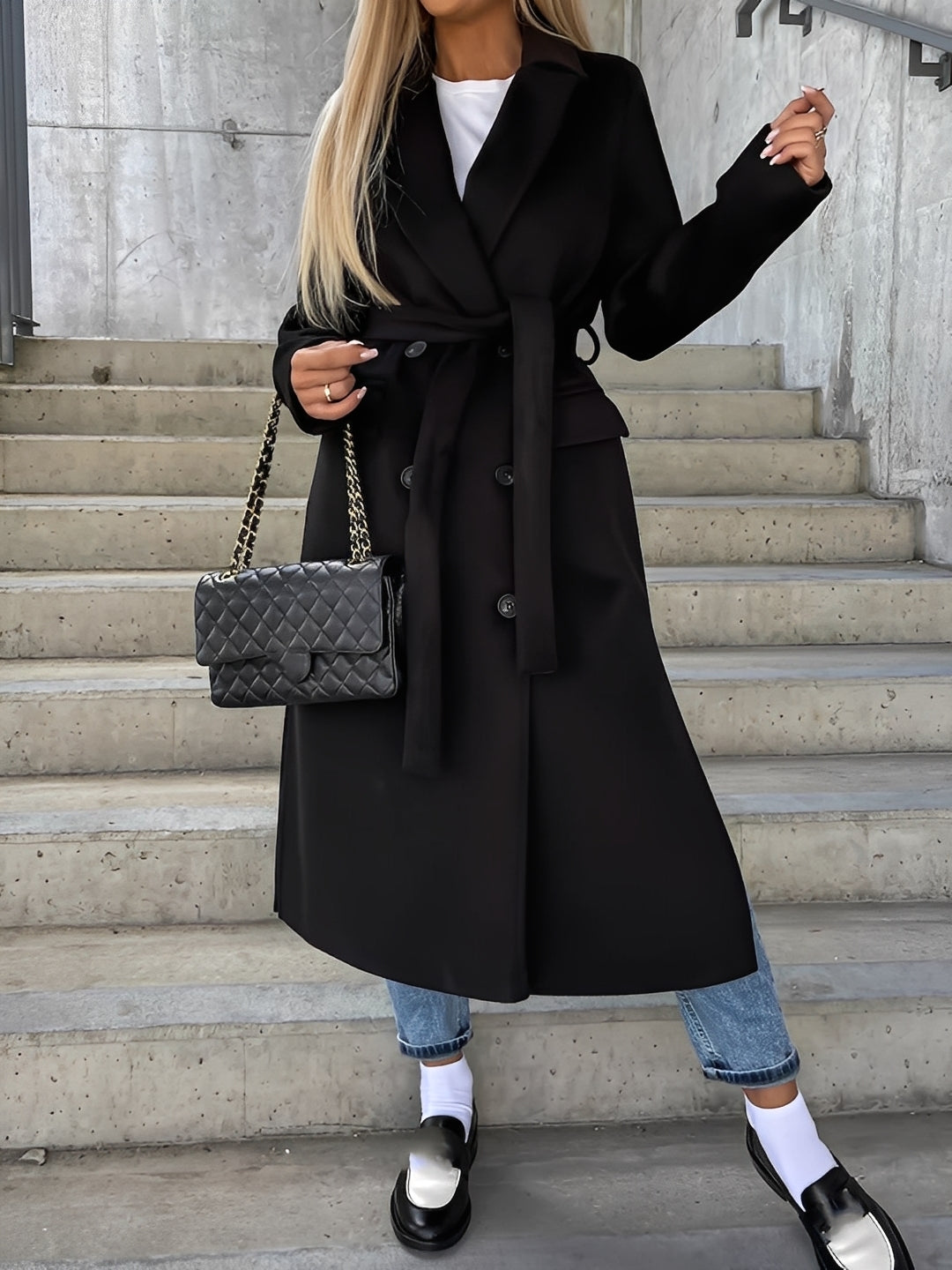 Suzanne - Palton de damă cu curea și dublă față