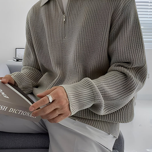 Jeffrey - Pulover bărbătesc stilat și cu tricotaj aerisit