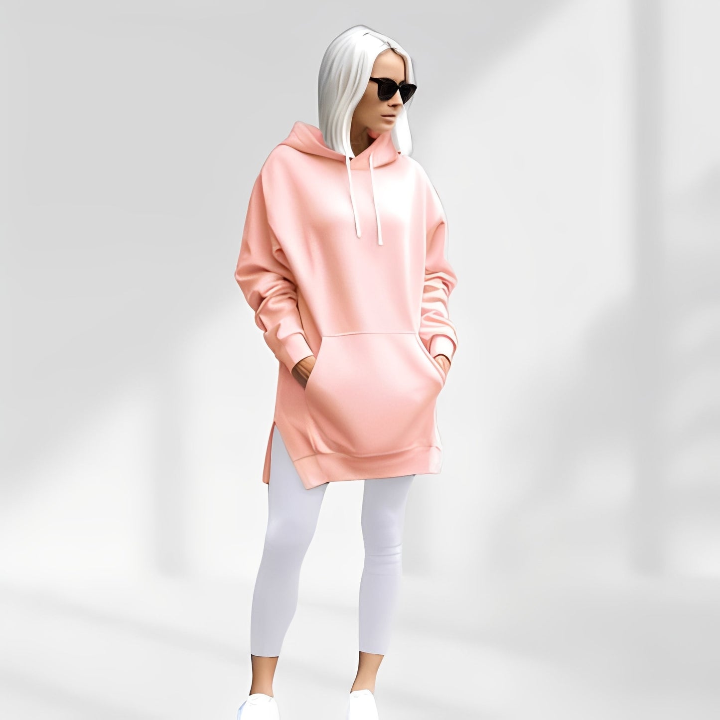 Amarante - Jachetă oversize cu glugă pentru femei