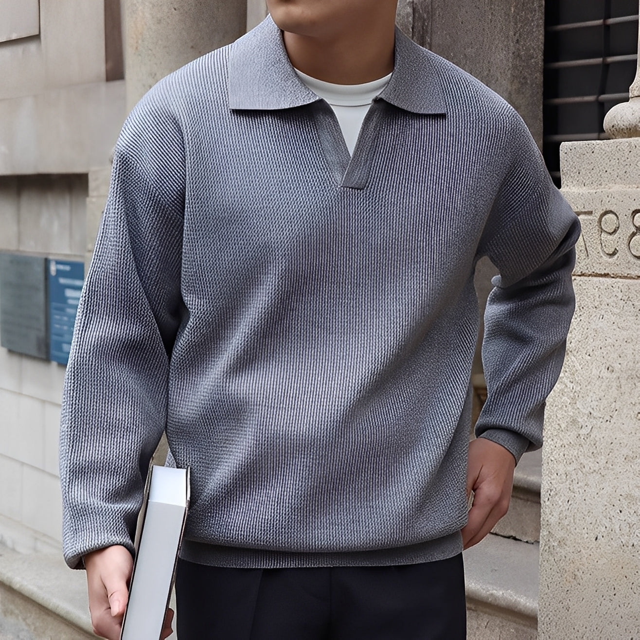 Ronald - Polo clasic cu mâneci lungi pentru bărbați