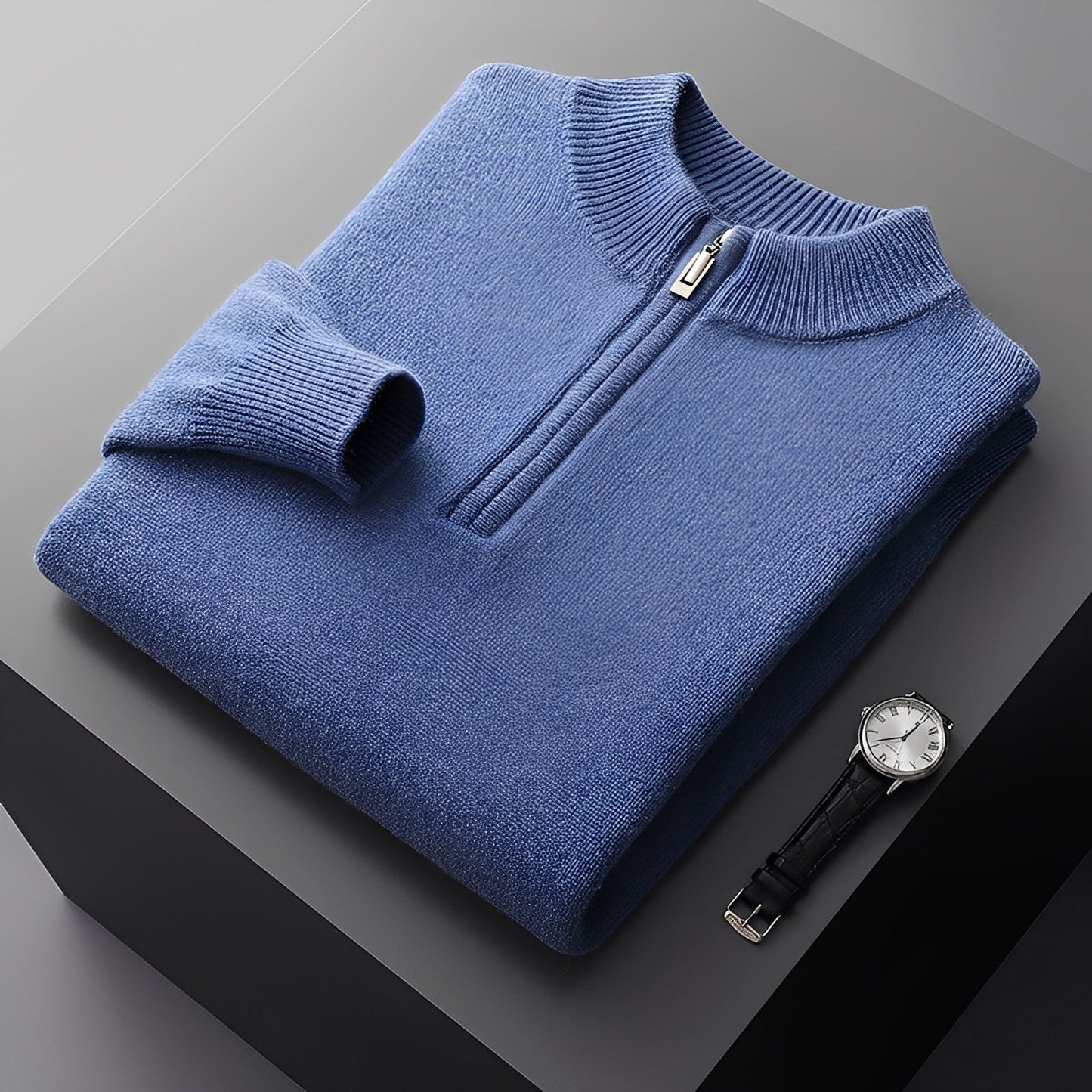 Weldon - Pulover bărbați din tricot cu fermoar pe jumătate