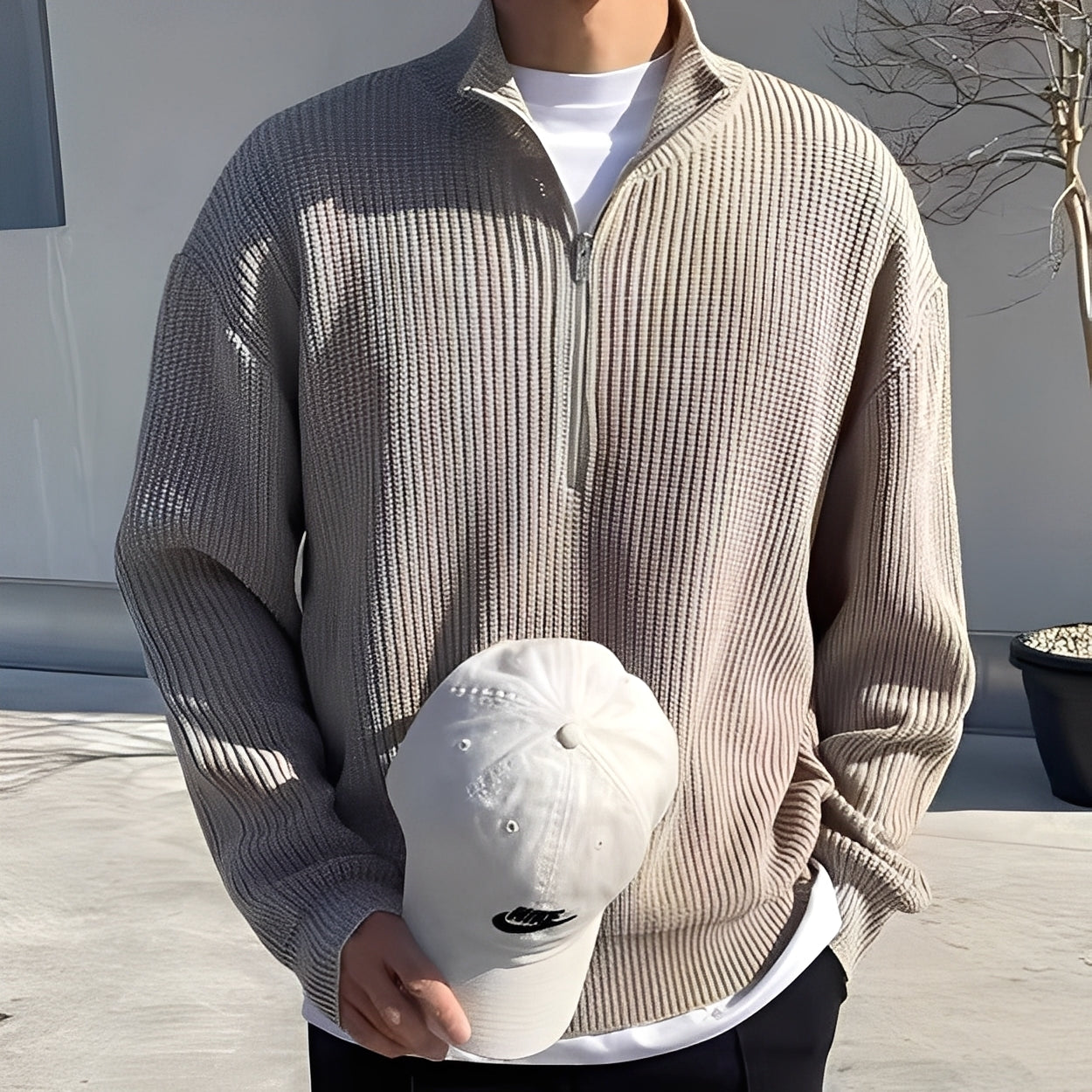 Jeffrey - Pulover bărbătesc stilat și cu tricotaj aerisit