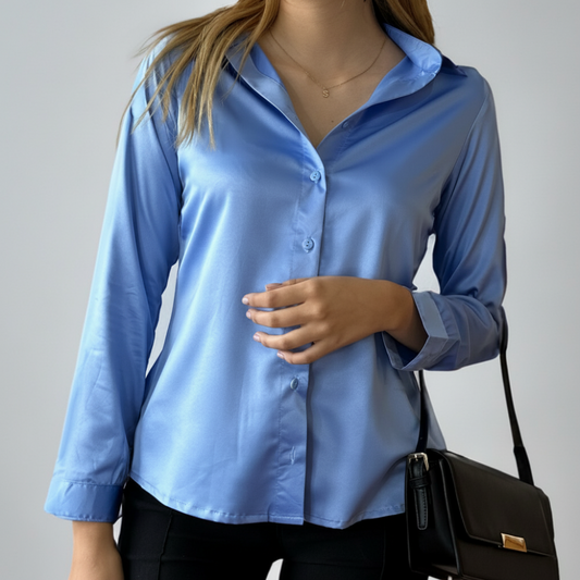 Bluză Satinată cu Nasturi