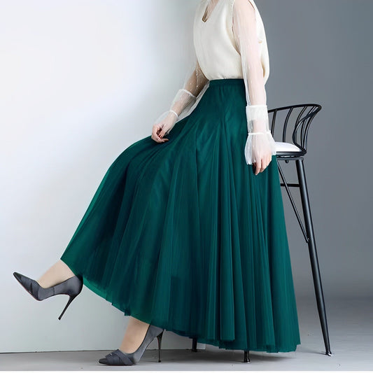 Maleah – Fustă midi pliată din material de plasă