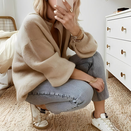 Mildred - Cardigan tricotat supradimensionat pentru femei, confortabil și călduros